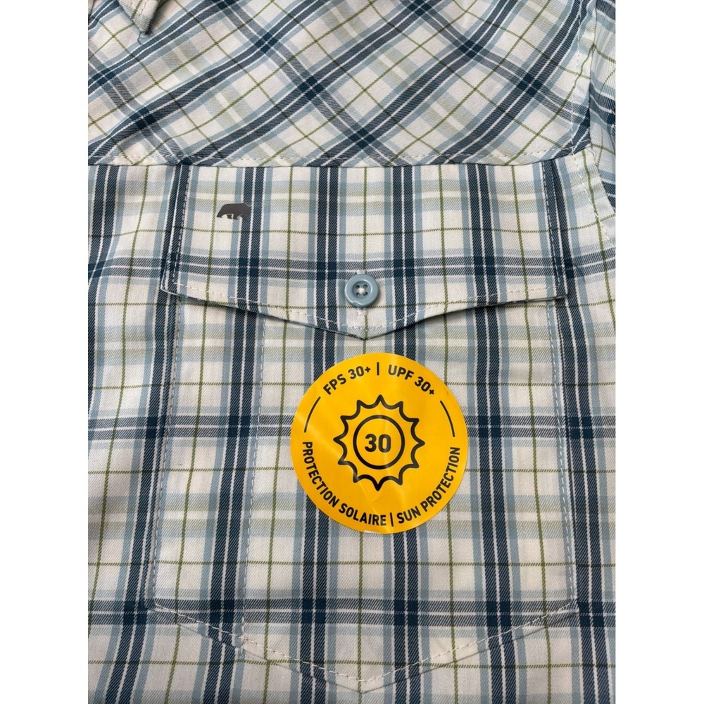 Berne Plaid Fishing Shirt Mens 2XL Blue White UPF 30 Gorpcore Workwear SH31PEM - Picture 8 of 11